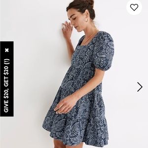 Madewell Poplin Puff Sleeve Tiered Babydoll Dress Paisley Garden 6